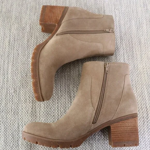 Korks by Kork-Ease Esmerelda Ankle Boots Women’s 10 M Taupe Suede Block Heel Zip - Picture 14 of 16